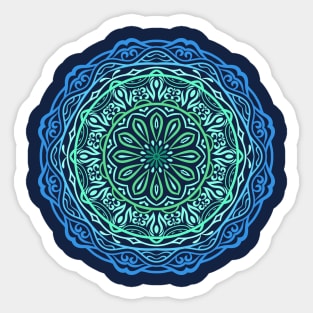 Blue Water Mandala Circular Pattern Element Sticker